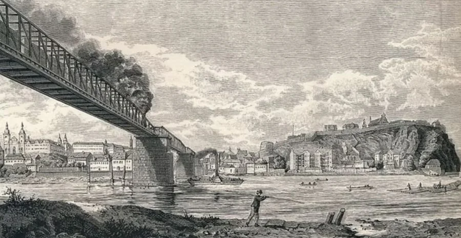 Photo: The original railway bridge, built in 1872, based on a drawing by František Chalupa.