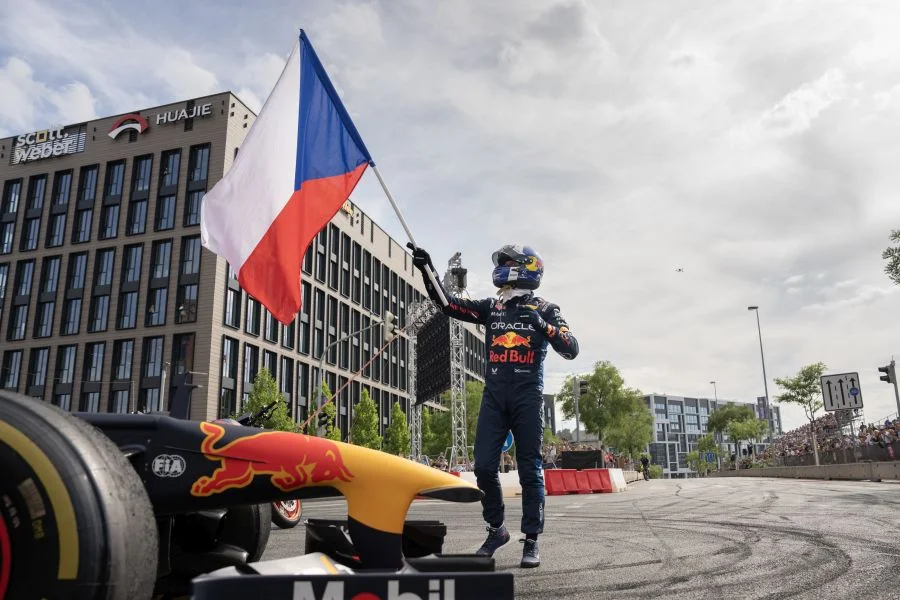 Thousands of Motorsport Fans at the Red Bull Showrun in Prague